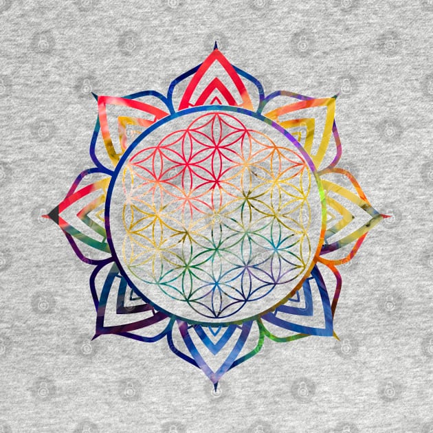 Rainbow Lotus Flower of Life Mandala by Bluepress